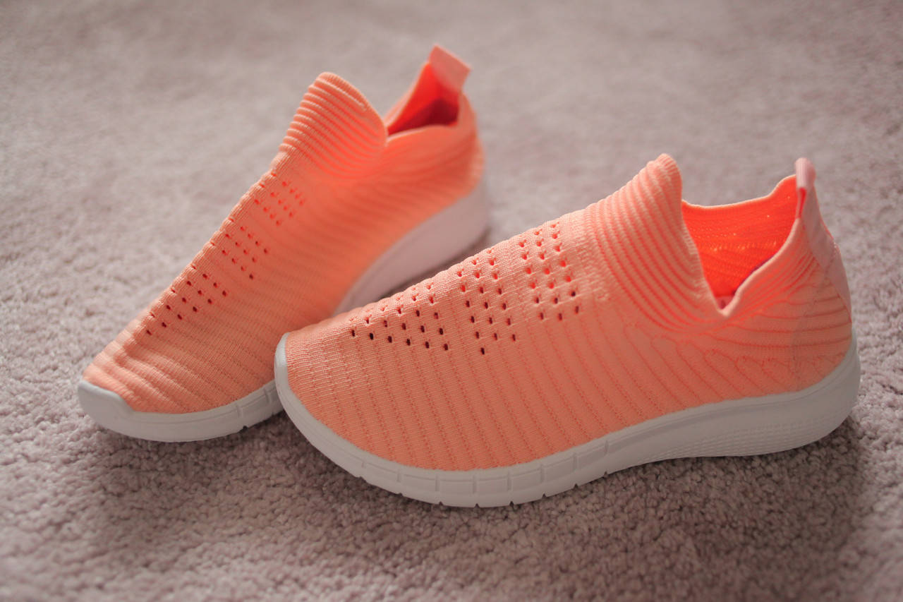 

Женские кроссовки трикотажные цвет лосось спорт йога 37 размер, Розовый