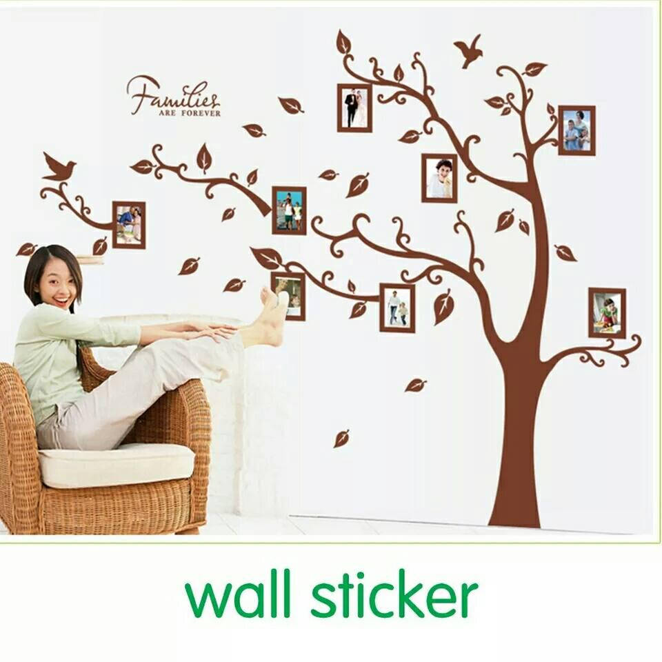 

Наклейка на стену, на витрину, "коричневое фотодерево" 1м60см * 2м16см дерево с фоторамками, (2листа 60*90см), Коричневый