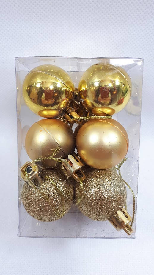 

Новогодние елочные золотые шары 3 см(1уп-12штук)