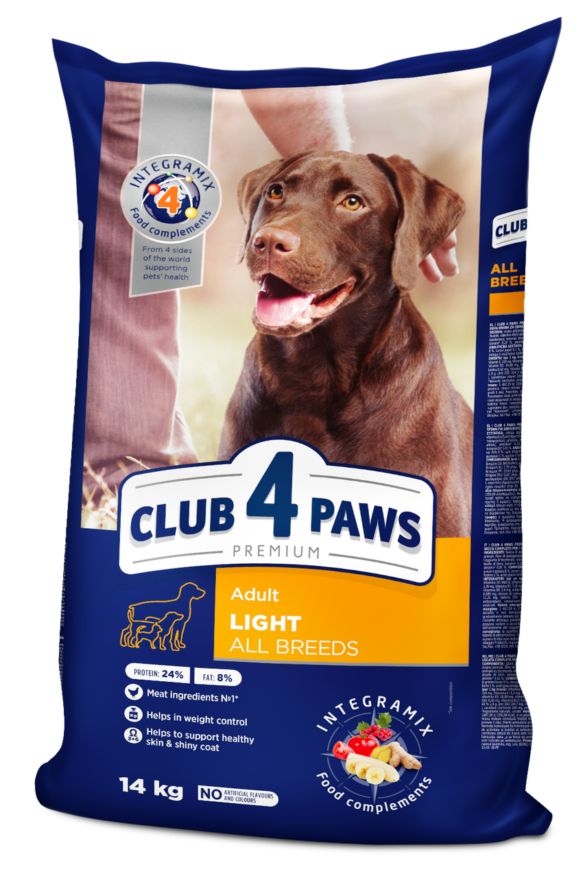

Сухой корм для собак 4 Лапы Премиум Контроль веса CLUB 4 PAWS