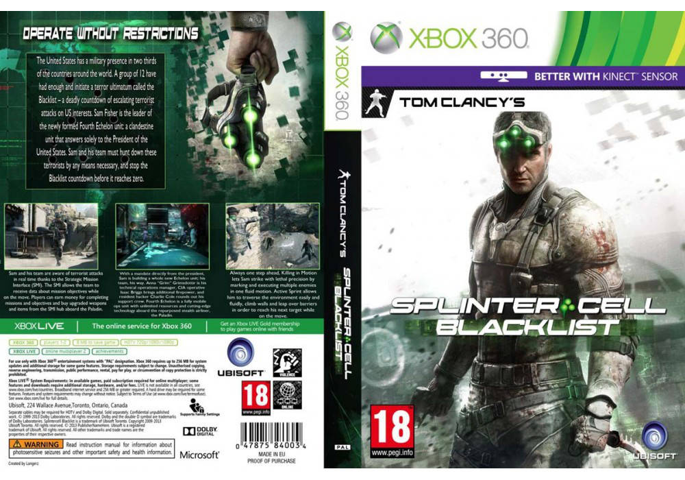 

Tom Clancy's Splinter Cell: Blacklist (2 диска, русский текст и озвучка)