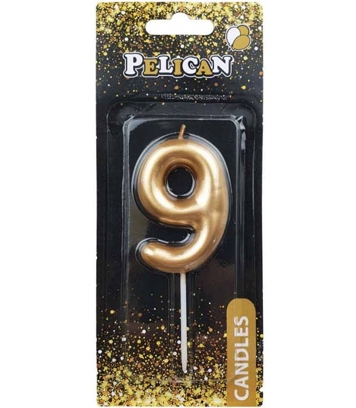 

Свеча для торта "9" золотой 6см
