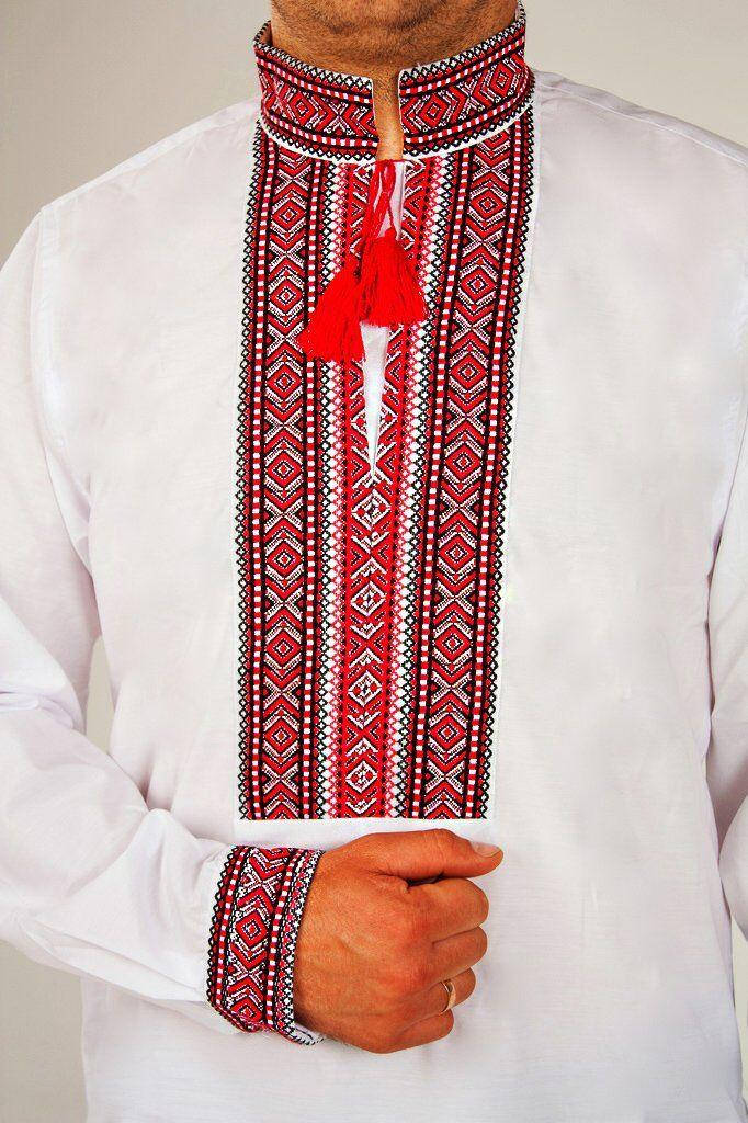 

Мужская вышиванка "Сергей" на белом поплине 48