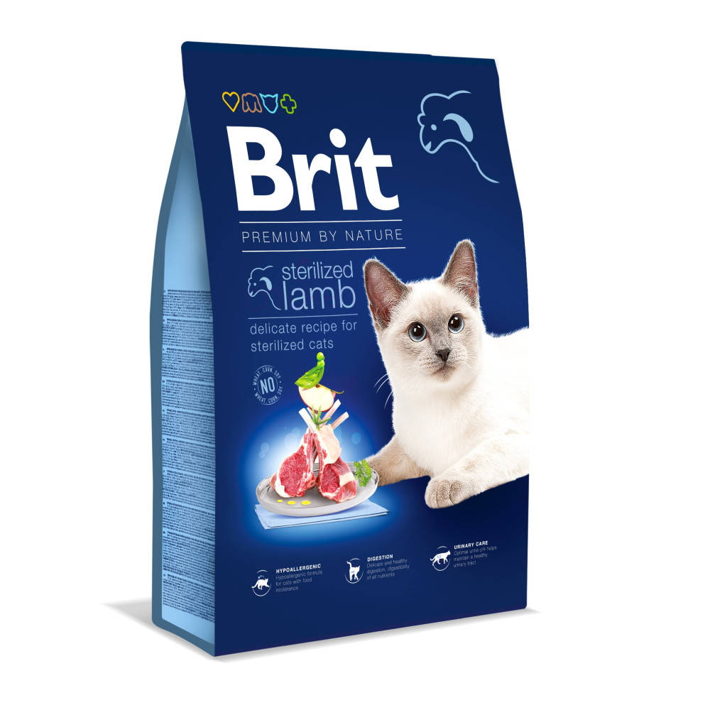 

Сухой корм для стерилизованных котов Brit Premium by Nature с ягненком 8кг