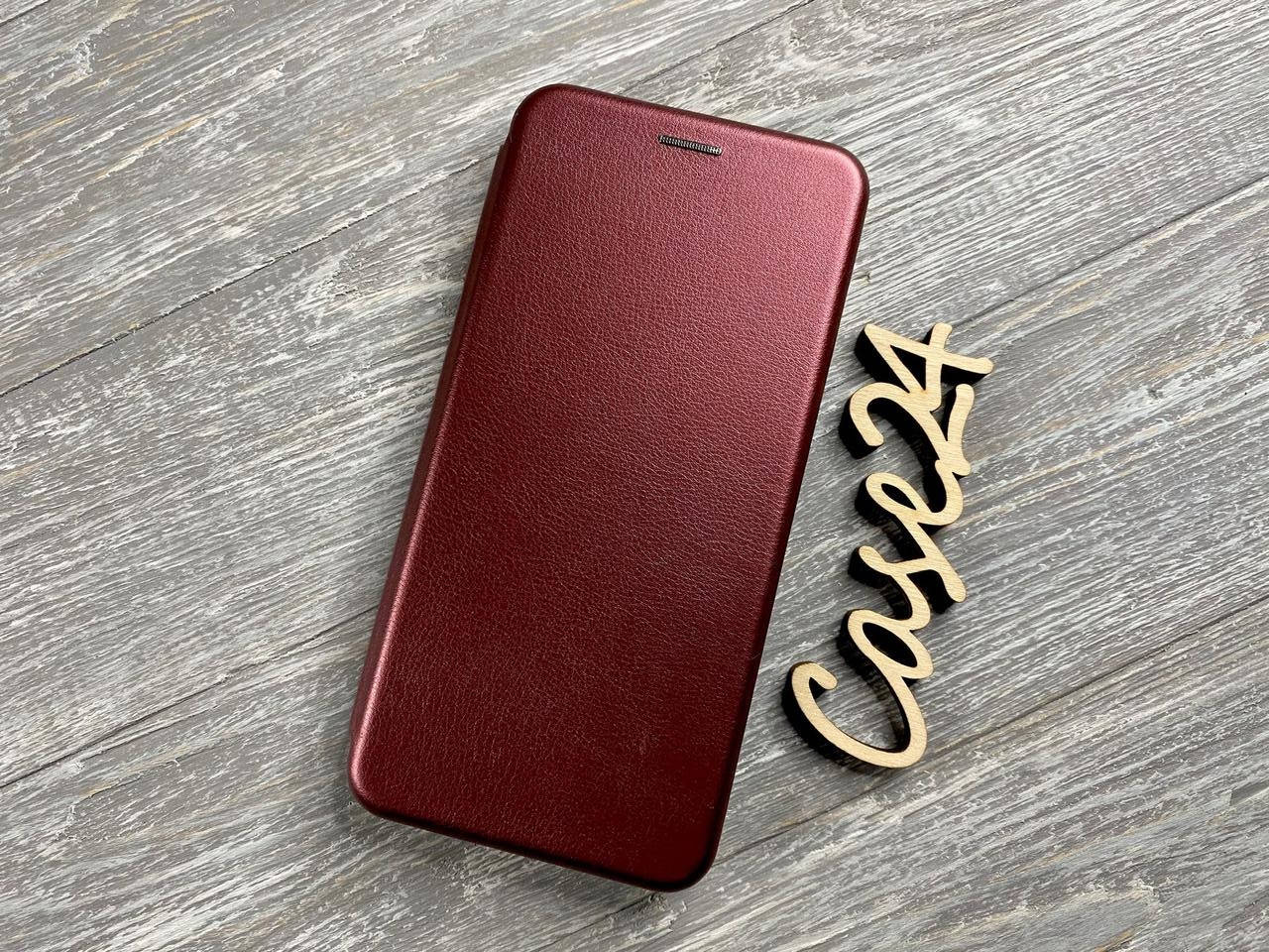 

Кожаный чехол книжка Elegant на Samsung Galaxy A12 (на самсунг а12) бургунди(бордовый)