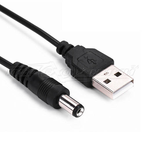 

Кабель питания USB to DC 5.5x2.1 мм , 0.8 м, Черный