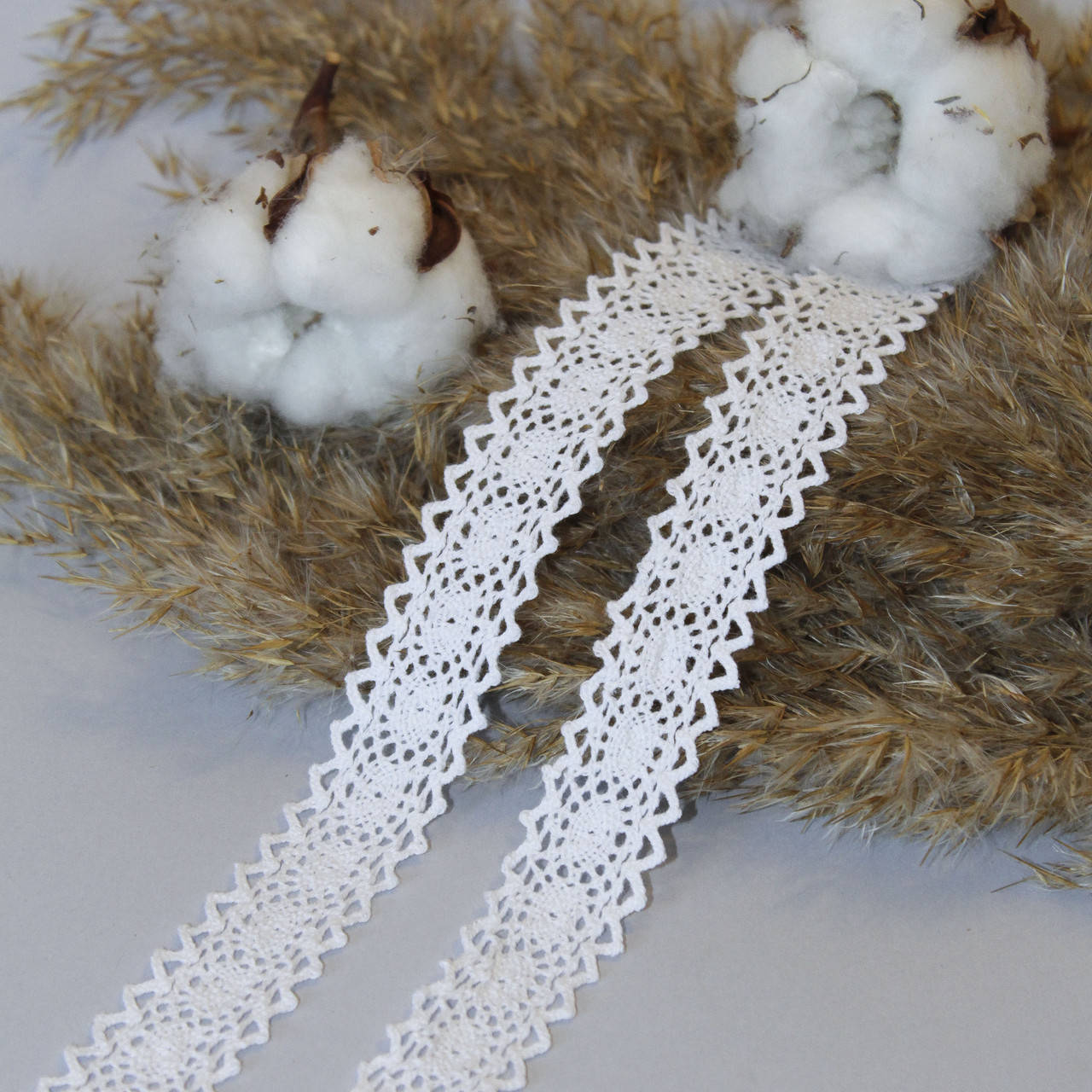 

Кружево натуральное (Лен) хлопковое цветное / цвет белый / ширина 25 мм / заказ от 1 м