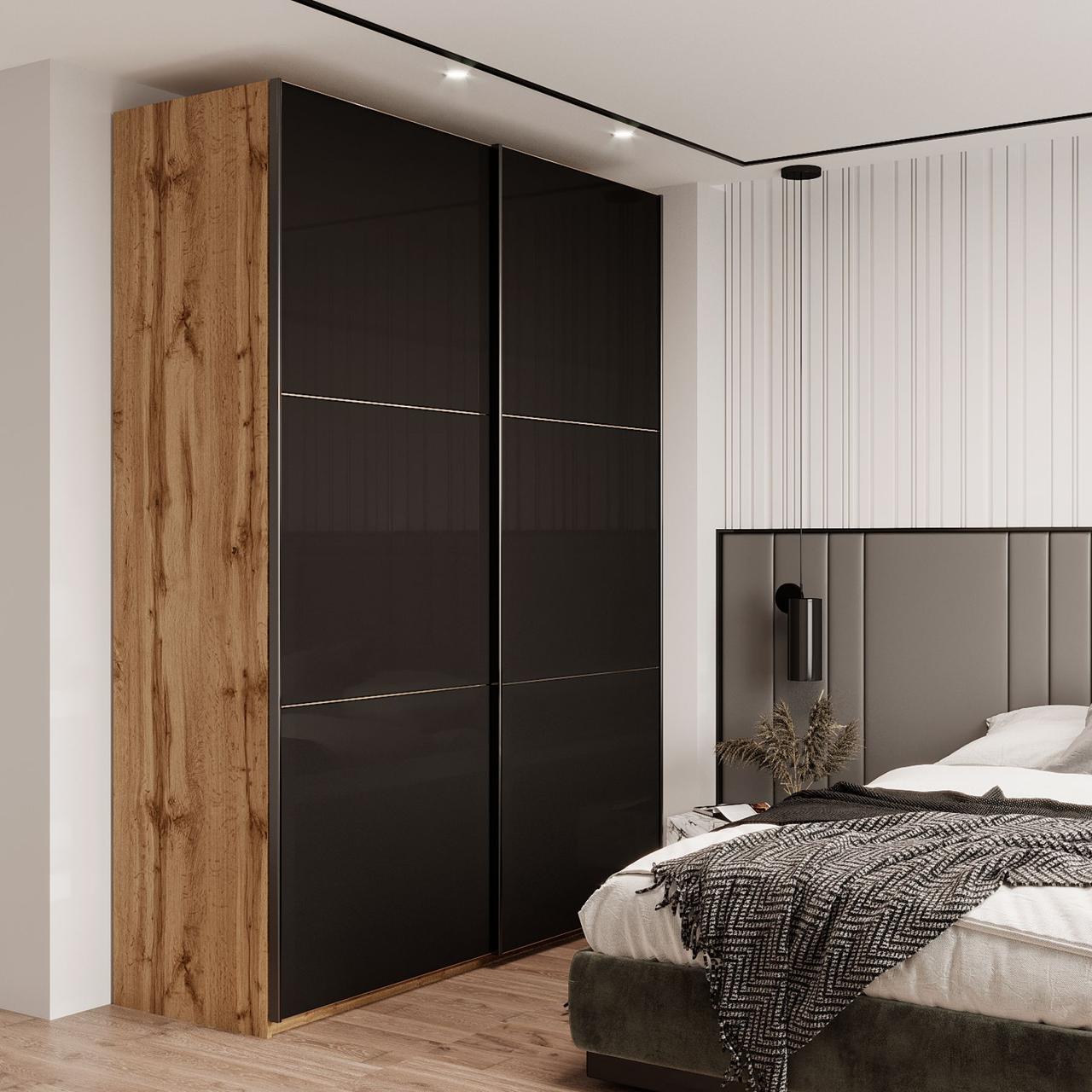 Шафа купе Doros G-Caiser Дуб Евок / Чорний 2 Скла / 3 частини 180х60х240 (80737751) 3