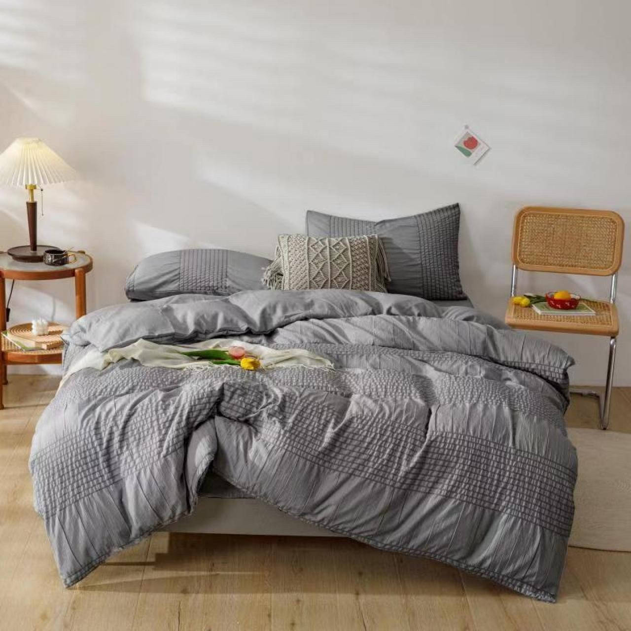 

Постельное белье евро Colorful Home светло-серое (сатин), Светло-серый