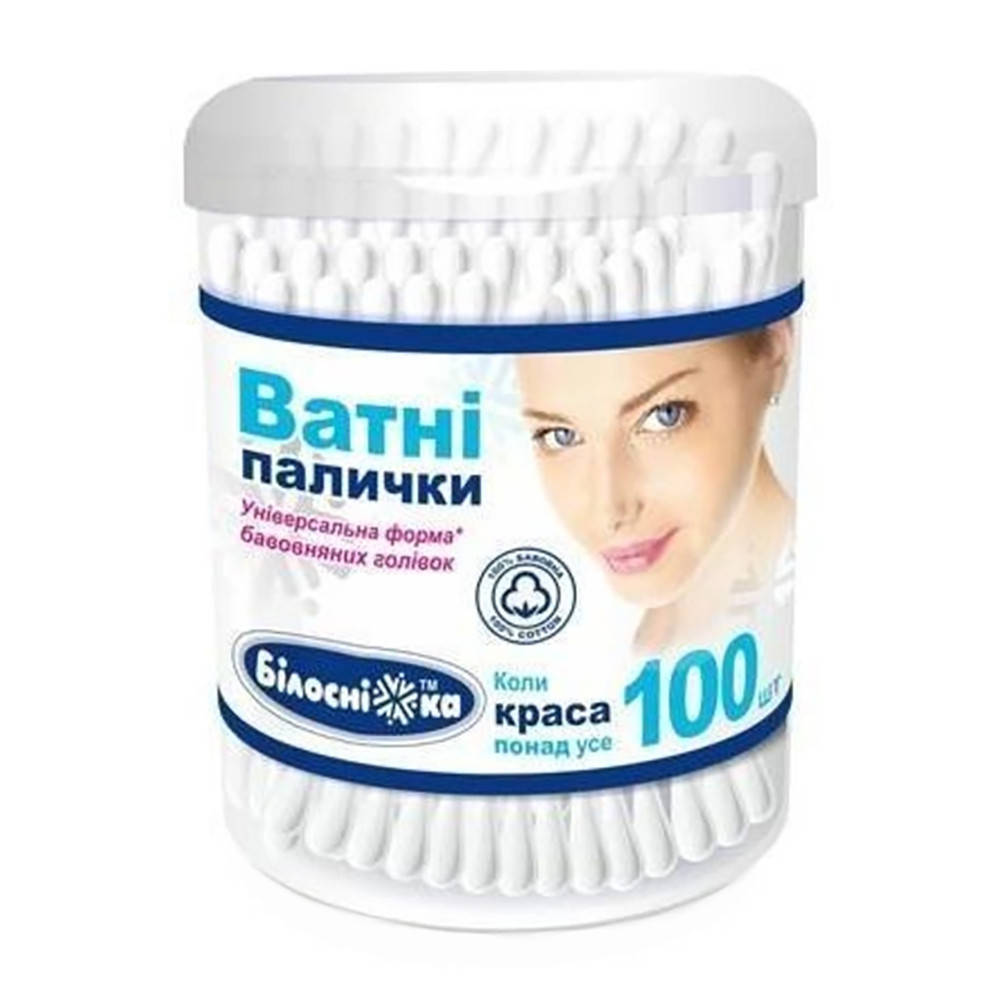 

Ватные палочки в пластиковой упаковке Белоснежка 100 шт. (4820173080342)