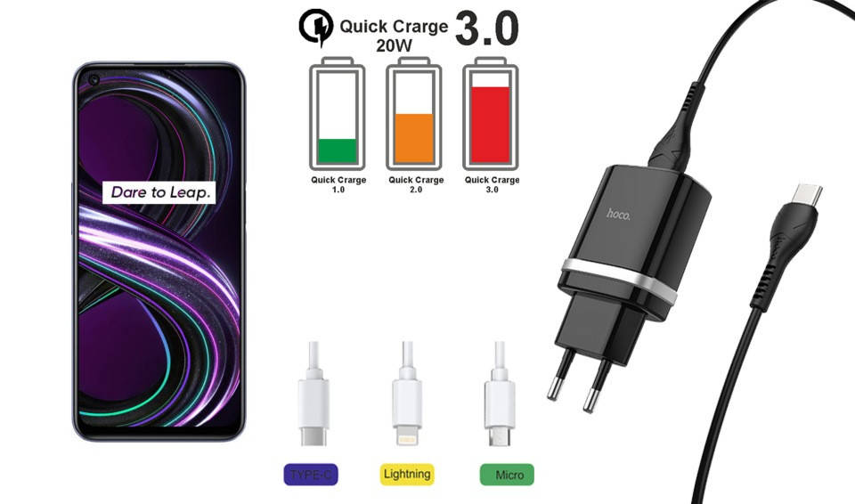 

Сетевое зарядное устройство Realme 8i, Мощность 18W., Черный