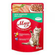 

Консервированный корм Мяу Полнорационный консервированный корм для котят Мяу! 80 г