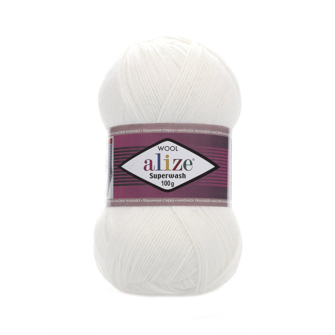 

Alize Superwash (Ализе Супервош) № 55 белый, (Пряжа, нитки для вязания)