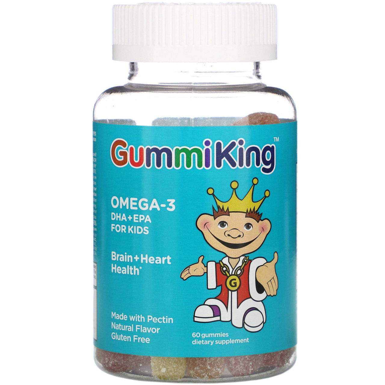 

Омега 3 для детей с ДГК + EPA, клубника, апельсин и лимон, 60 мишек, GummiKing