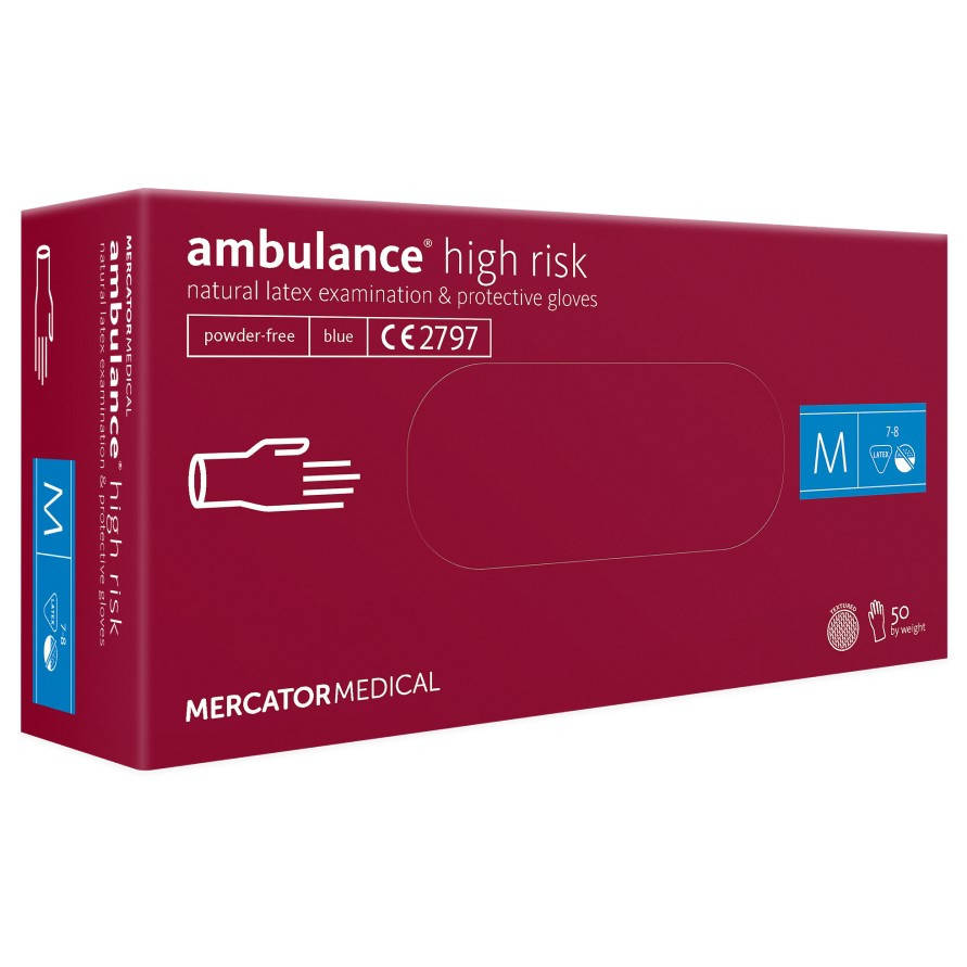 

Латексные перчатки Mercator Ambulance High Risk размер  синие (25 пар, Синий