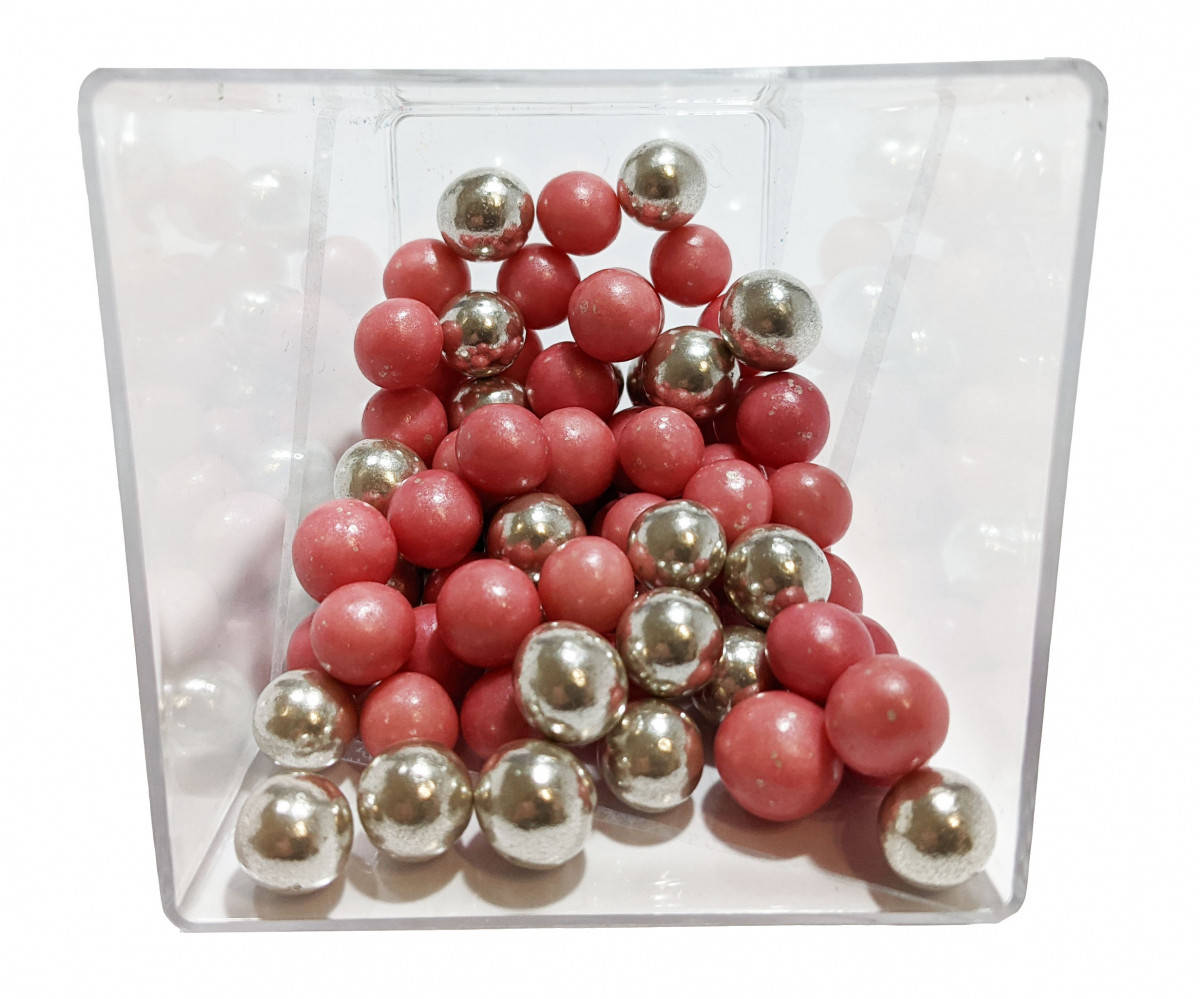 

Посыпка Шарики розовые с серебром 10мм, 50 грамм