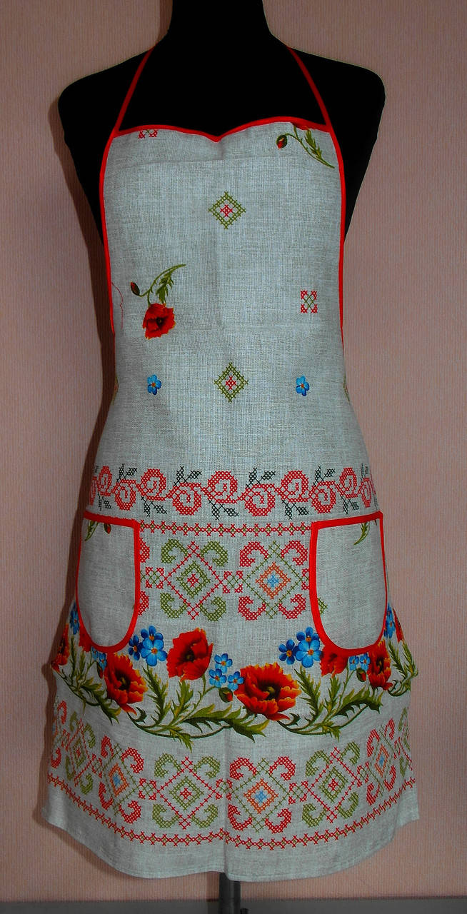 

Передник ( фартух ) льянной с нагрудником (N-136)