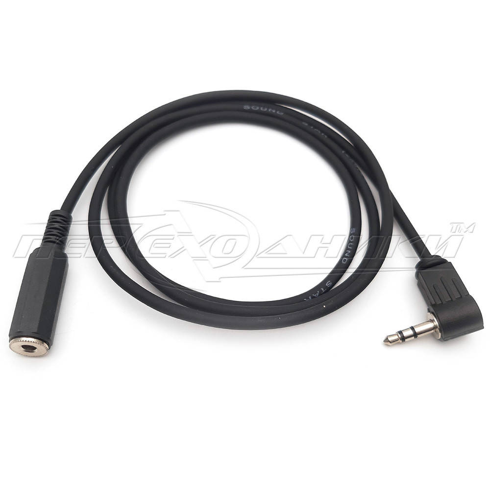 

Аудио кабель удлинитель AUX 3.5 mm jack угол в экране(хорошее качество) 1.5, Черный
