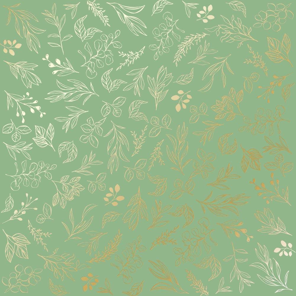 

Папір з фольгуванням - Golden Branches Avocado - Fabrika Decoru - 30x30