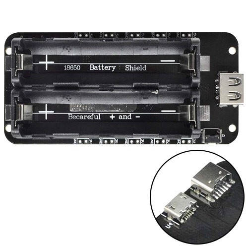 

Battery Shield V8 для питания Arduino ESP8266 ESP32, 2x 18650 зарядное, 102849