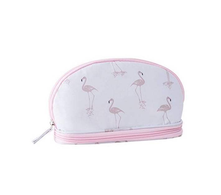 

Косметичка полукруглая с двойным дном Фламинго Белая, Белый