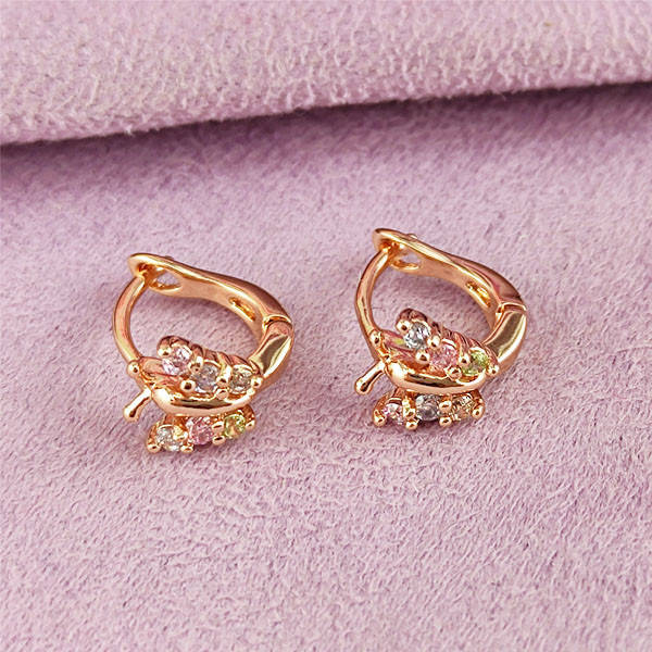 

Серьги детские Xuping Бабочки цветные медицинское золото позолота 18К английский замок А/В 1-1537