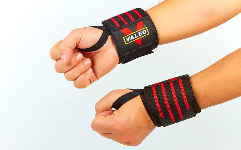 

Бинты кистевые для жима (2шт) VALEO (хлопок, эластан,р-р регулируемый, черный-красный)