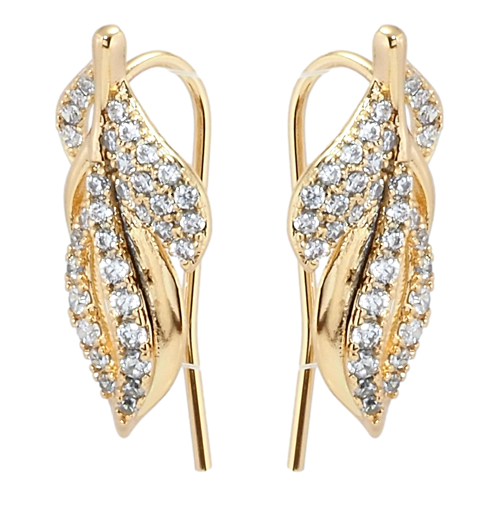 

Серьги Xuping Позолота 18K клаймберы "Перо с цирконием"