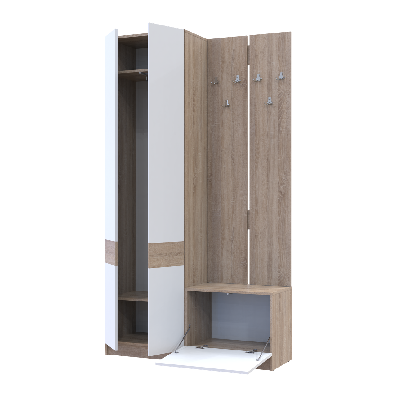 Передпокій Doros Сола 1+3 Doros Дуб Сонома/Білий ДСП 120х40х215 (42005149) 3