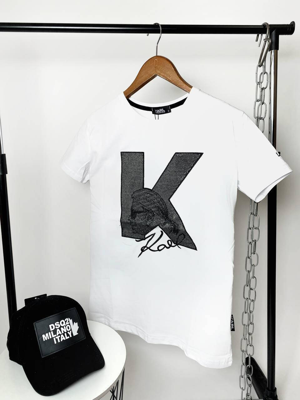 

Мужская стильная брендовая футболка Karl Lagerfeld (белая) 2