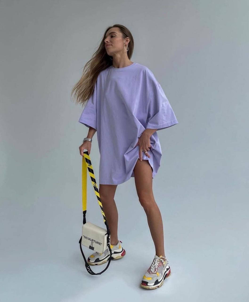 

Женское платье-футболка oversize до середины бедра 48