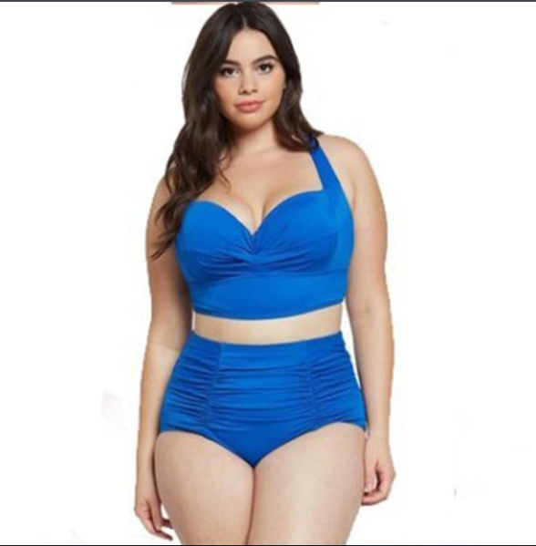 

Красивый раздельный женский купальник чёрный синий высокая посадка большие размеры L XL 2XL 3XL 4XL 5XL