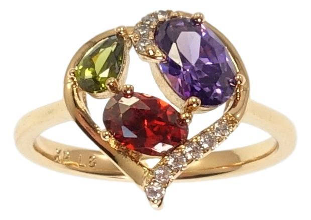 

Кольцо Xuping Позолота 18K "Сердце с цветными кристаллами" р.17,17.5,18,18.5