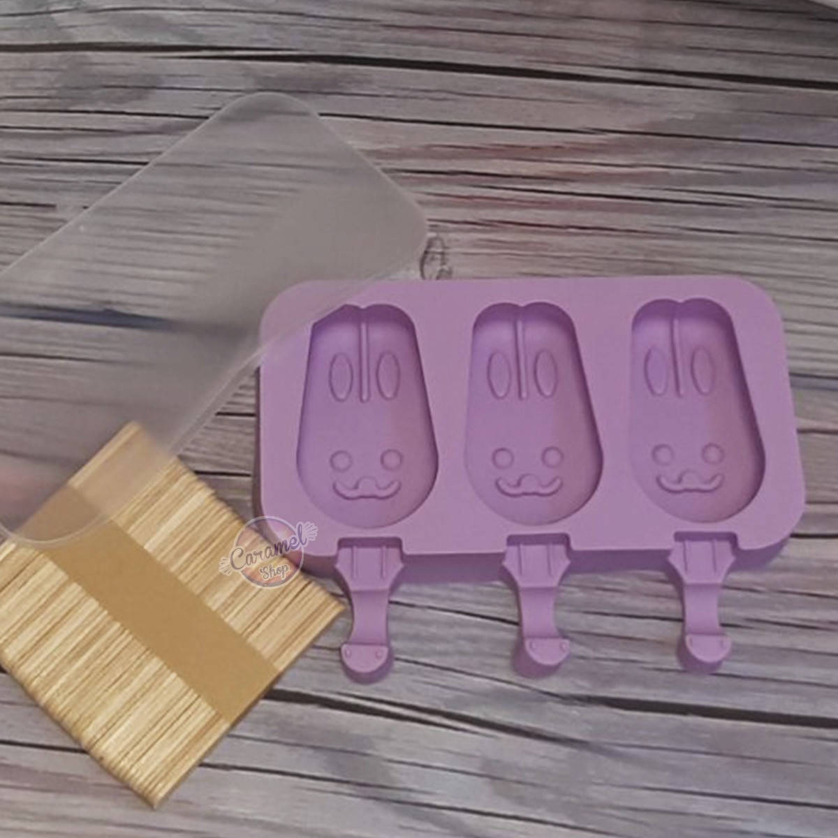 

Силиконовая форма для евродесертов Эскимо Зайчики, мороженное, 9см