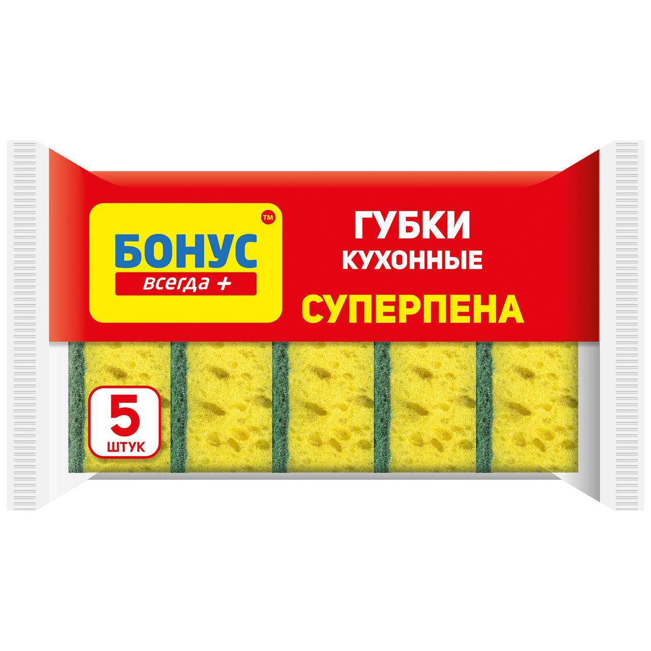 

Губка кухонная Бонус Суперпена 5шт, Желтый