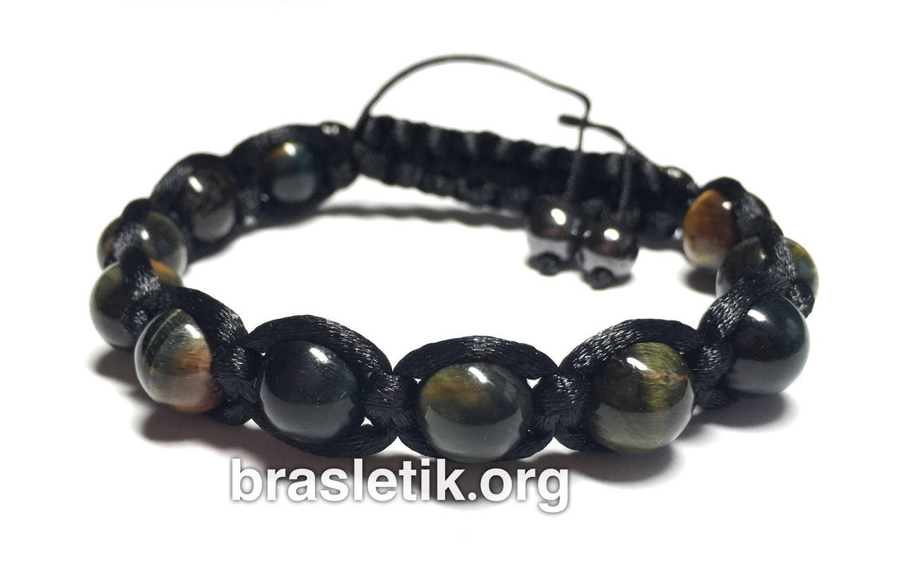 

Браслет шамбала из натурального камня Соколиный глаз