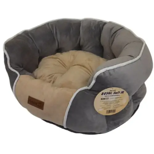 

Лежанка AnimAll Royal Soft M GREY - BEIGE для собак и кошек, серо-бежевый, 53×47×21 см