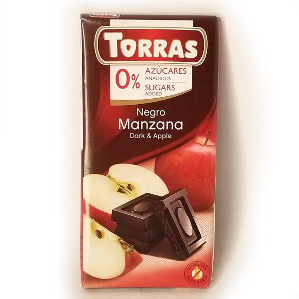 

Шоколад черный без сахара и глютена Torras с яблоком 75г Торрас