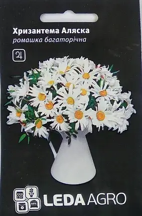 

Семена Хризантема Аляска (ромашка многолетняя) 0,4 грамма Hem Zaden LedaAgro, Белый