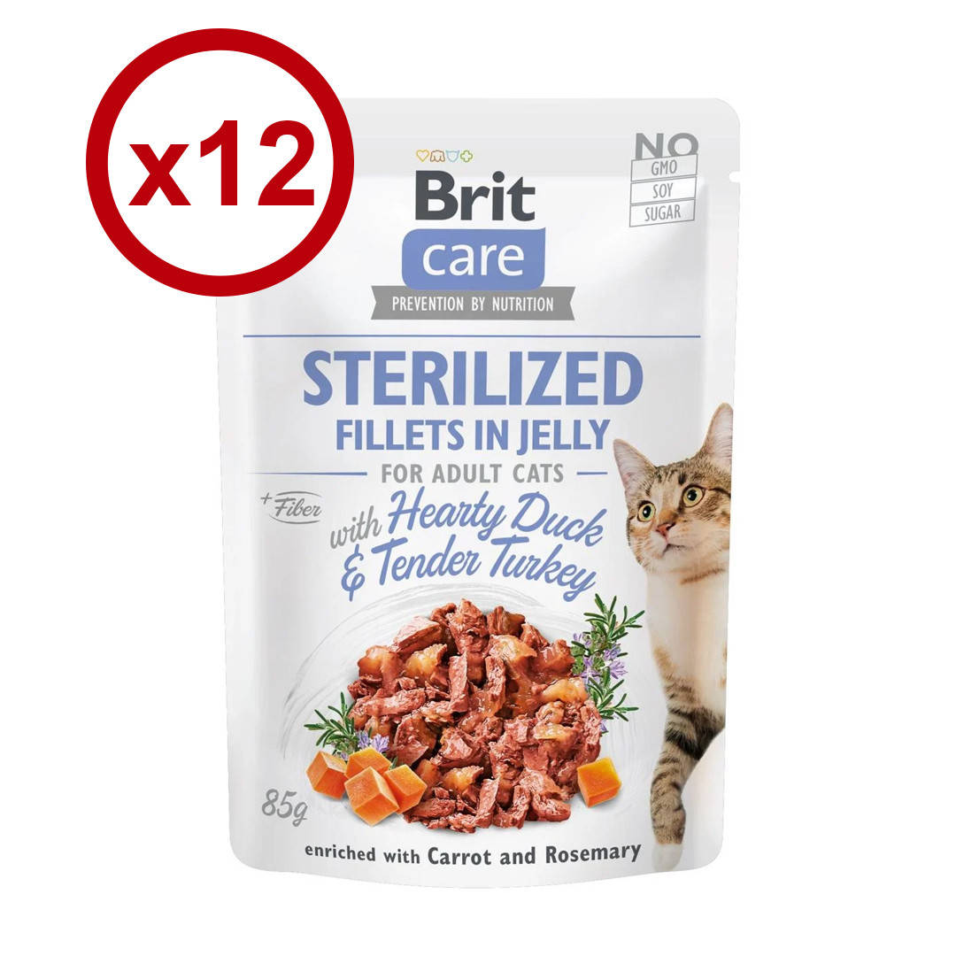 

Brit Care паучи для кастрированных котов 85г*12шт (утка и индейка в желе)