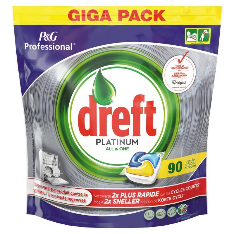 

Капсулы для мытья посуды в посудомоечной машине Dreft Platinum All in ONE CITRON Megapack 90 капсул