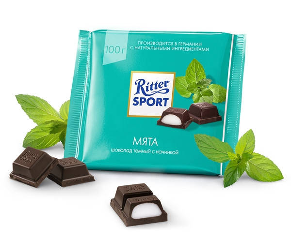 

Черный шоколад Ritter Sport Мята 100 г