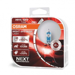 

Автомобильные галогенные лампы головного света Osram H11 Night Breaker Laser +150%