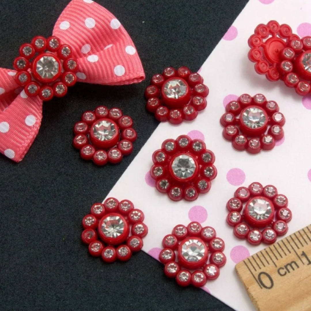 

Объёмные кабошоны, серединки Ø14мм (качественные стразы) Цвет - Красный