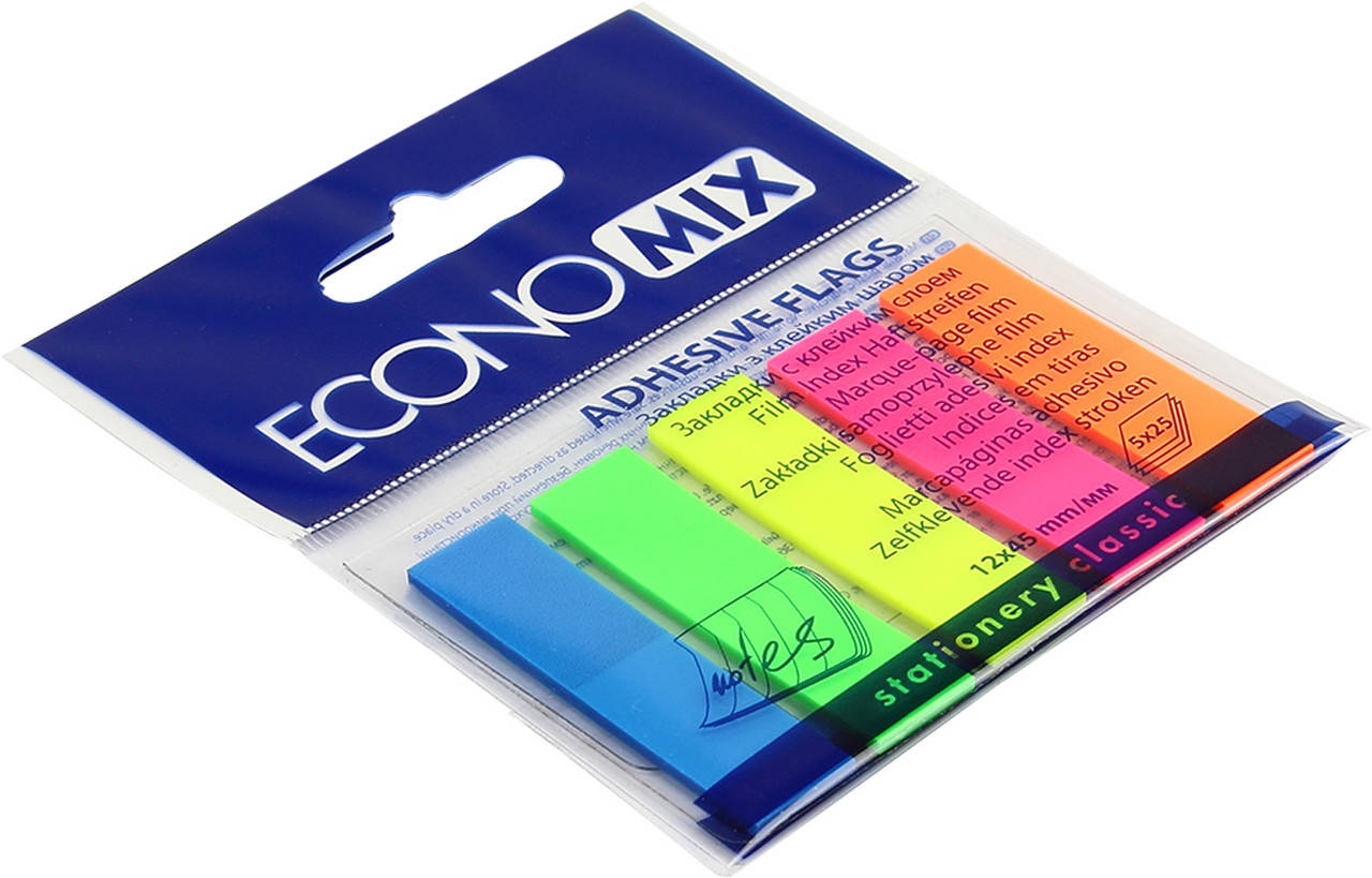

Стікери-закладки "Economix" 5 неон. кольорів,125шт №Е20945(20)