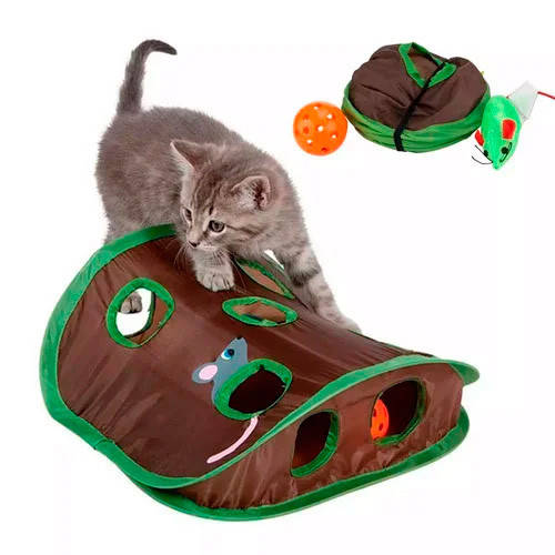 

Интерактивная игрушка-туннель для кошек, 9 отверстий, 32х32см