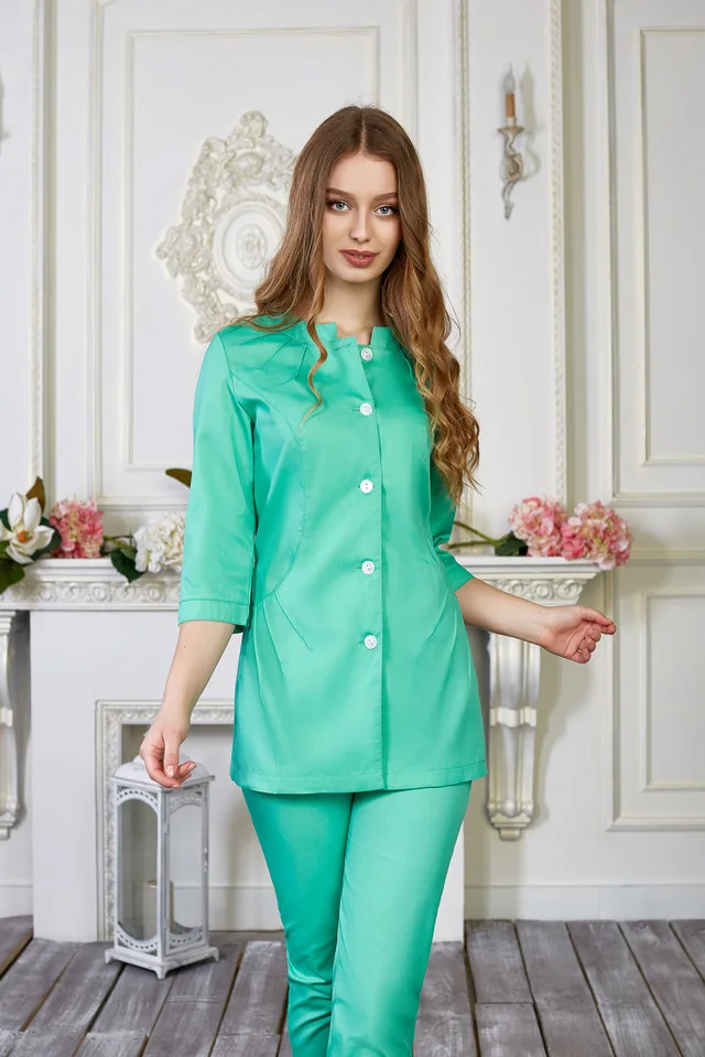 

Практичная женская медицинская куртка больших размеров 60-64 зеленый, 60