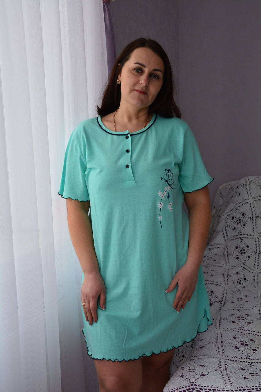 

Нічна сорочка з рукавчиком,норма та батал (великі розміри)❤️ 4XL