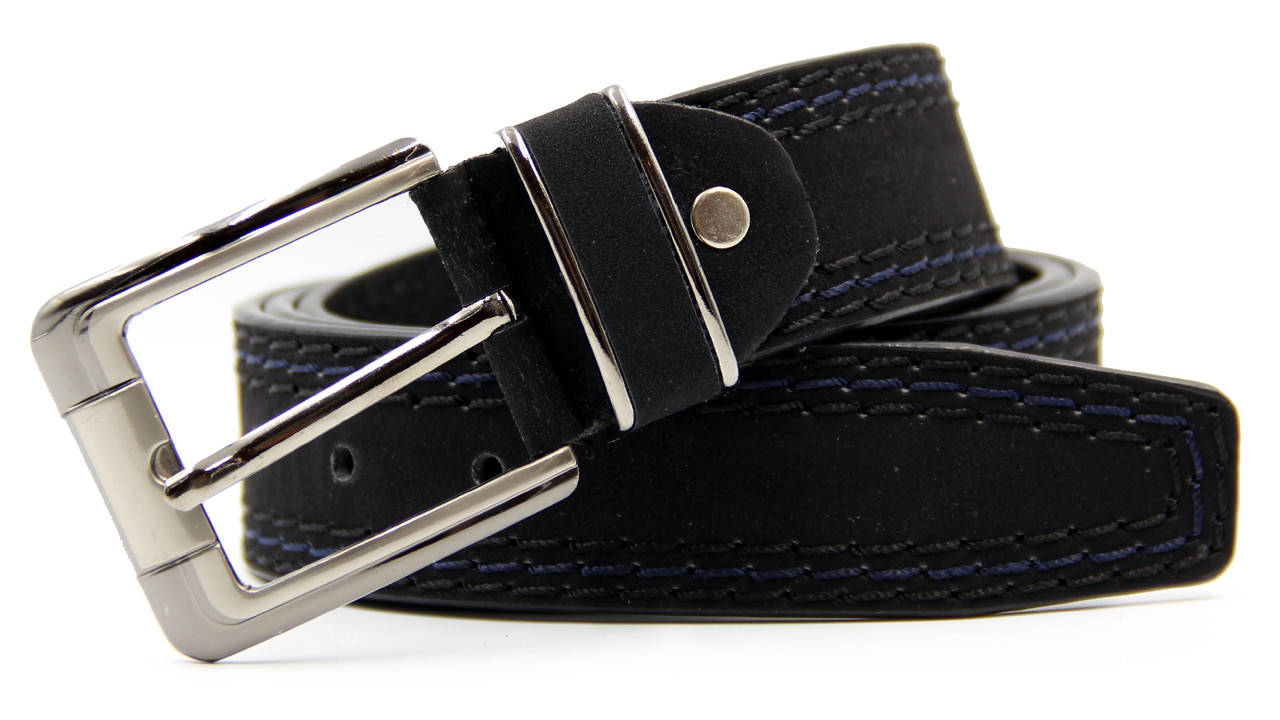 

Мужской ремень для джинсов с строчкой, Черный