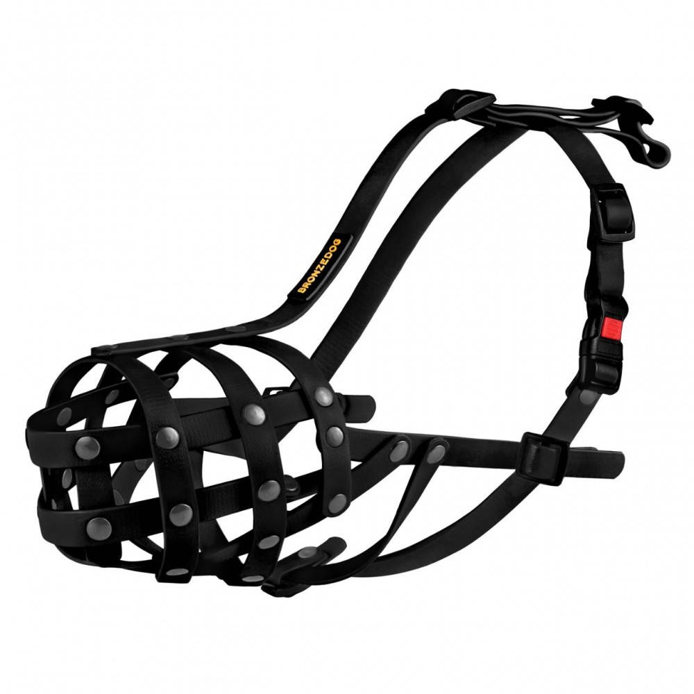 

Красивый регулируемый намордник водоотталкивающий биотановый для питбуля, амстаффа черный L